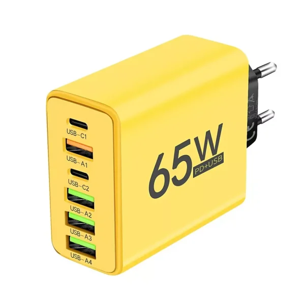 65W USB-C Ladegerät 6 Ports Schnellladegerät für iPhone & Samsung 65W USB-C Ladegerät 6 Ports – Bild 3