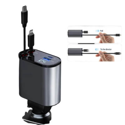 120W 4in1 Auto Ladegerät USB C Kabel iPhone Schnellladen QC Zigarettenanzünder2