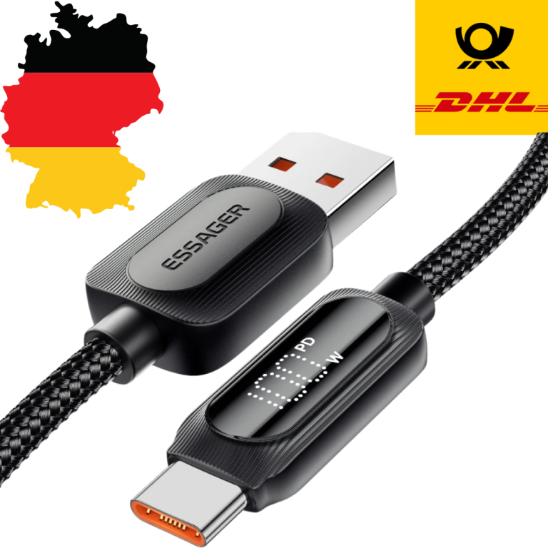 Schnellladekabel | Essager 100W USB-A auf Typ-C Schnellladekabel | Schnellladekabel mit LED Anzeige für Xiaomi Samsung - 2 Meter