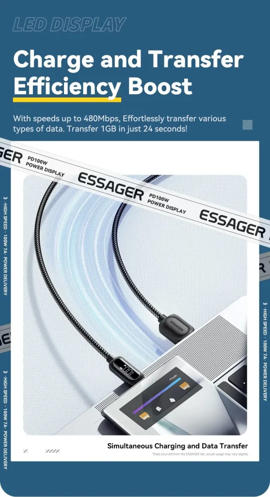 Essager 100W USB-A auf Typ-C Schnellladekabel