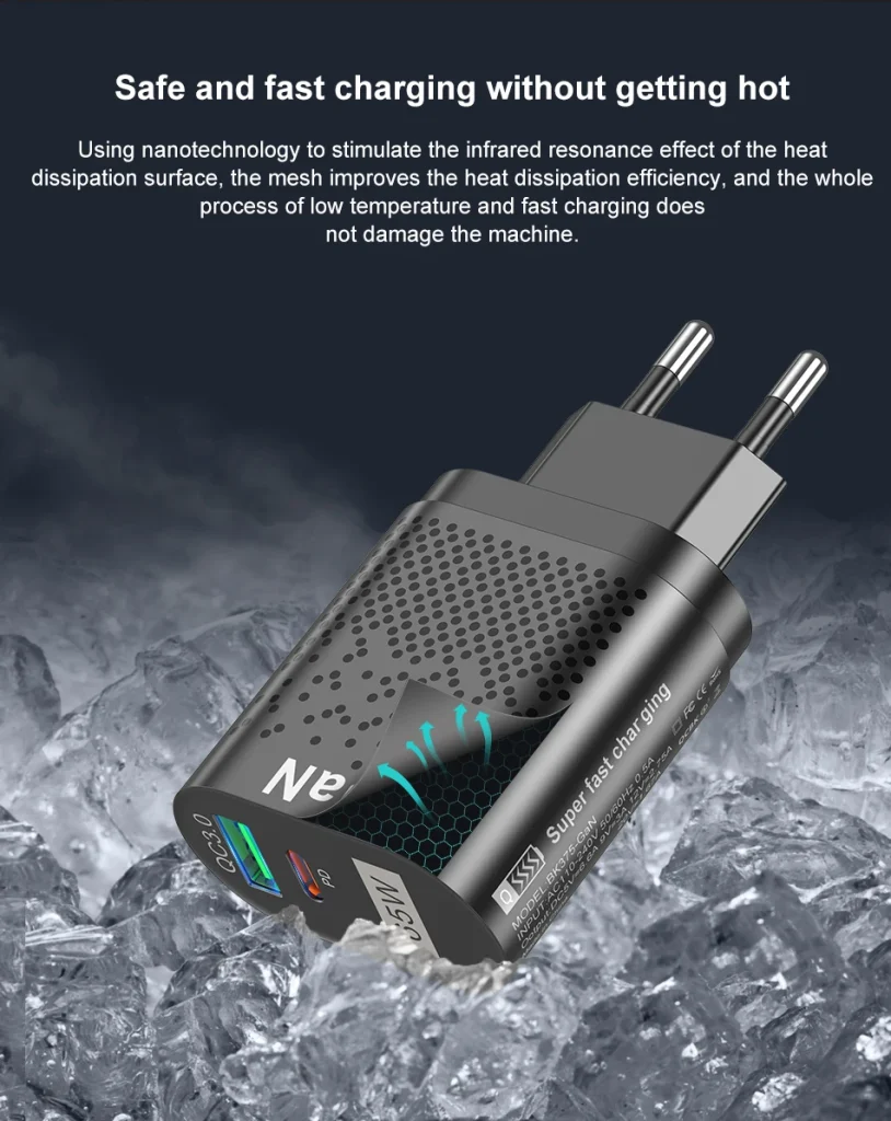 USLION 65W GaN USB-C Schnellladegerät-Schwarz